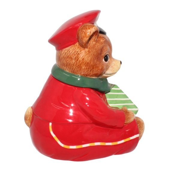 Harry & David 2010 Le Cubby Delivery Mailman Christmas Bear Cookie Jar Container - Picture 3 of 14